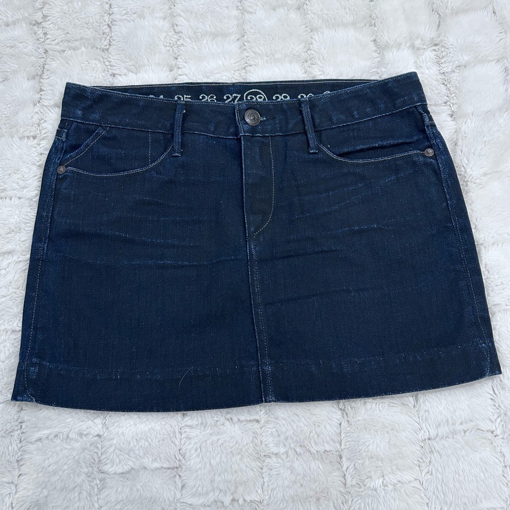 Earnest Sewn USA Women’s 100 % Cotton Dark Denim Mini Skirt Size‎ 28